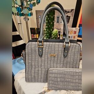 Oliver Gray Satchel and Wallet Set with Structured Design and Smooth Finish